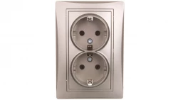 DOMO Gniazdo podwójne Schuko kompletne śrubowe 16A 250V szampański 011270150 25035