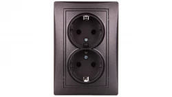DOMO Gniazdo podwójne Schuko kompletne śrubowe 16A 250V grafit 011270141 24917
