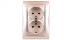 DOMO Gniazdo podwójne Schuko kompletne śrubowe 16A 250V perłowy biały 011270130 24976