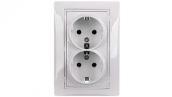 DOMO Gniazdo podwójne Schuko kompletne śrubowe 16A 250V biały 011270102 24740