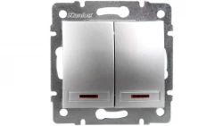 DOMO Łącznik dwugrupowy świecznikowy z LED szybkozłączka 10AX 250V srebrny 011120243 24843