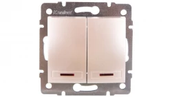 DOMO Łącznik dwugrupowy świecznikowy z LED szybkozłączka 10AX 250 perłowy białyV 011120230 24961