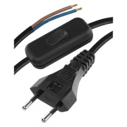 Przewód przyłączeniowy PVC 2x0,75mm z wyłącznikiem 2m czarny S09272