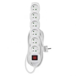 Przedłużacz z uziemieniem + wyłącznik 6-gniazd /5m/ 3x1 mm2 biały P1615