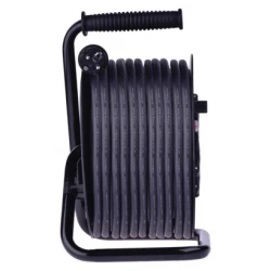 Przedłużacz bębnowy ogrodowy 50m czarny / guma-neopren / 4x230V / 3x2,5 mm2 P084503