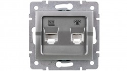 LOGI Gniazdo teleinformatyczne (RJ45 Cat 6+RJ11) srebrne 021440043 25231