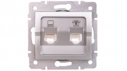 LOGI Gniazdo teleinformatyczne (RJ45 Cat 5e+RJ11) srebrne 021430043 25230