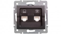 LOGI Gniazdo teleinformatyczne (RJ45 Cat 5e+RJ11) grafit 021430041 25289