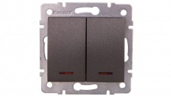LOGI Łącznik dwugrupowy świecznikowy z LED śrubowy 10AX 250V grafit 021120141 25257