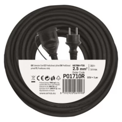 Przedłużacz ogrodowy 10m 1-gniazdo / czarny / guma-neopren / 3x2,5mm2 P01710R