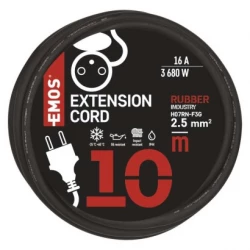 Przedłużacz ogrodowy 10m 1-gniazdo / czarny / guma-neopren / 3x2,5mm2 P01710R
