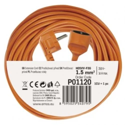 Przedłużacz ogrodowy 20m 1-gniazdo / pomarańczowy / 3x1,5mm2 P01120