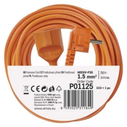 Przedłużacz ogrodowy 25m 1-gniazdo / pomarańczowy / 3x1,5mm2 P01125