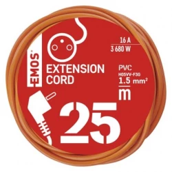 Przedłużacz ogrodowy 25m 1-gniazdo / pomarańczowy / 3x1,5mm2 P01125
