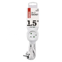 Przedłużacz z uziemieniem 3-gniazda /1,5m/ 3x1 mm2 biały P0311