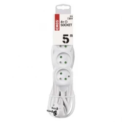 Przedłużacz z uziemieniem 4-gniazda /5m/ 3x1 mm2 biały P0415
