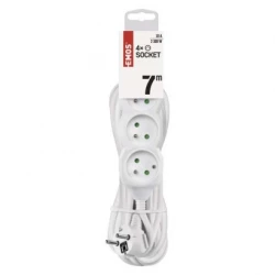 Przedłużacz z uziemieniem 4-gniazda /7m/ 3x1 mm2 biały P0417