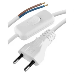 Przewód przyłączeniowy PVC 2x0,75mm z wyłącznikiem,2m biały S08272