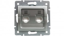 LOGI Gniazdo komputerowe podwójne niezależne (2x RJ45Cat 6 Jack) Srebrny 021420043 25229