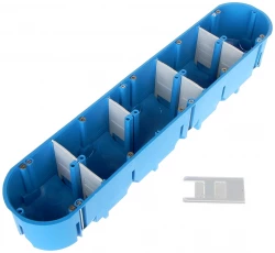Puszka podtynkowa pięciokrotna 60mm regips głęboka niebieska P5x60D 32099203