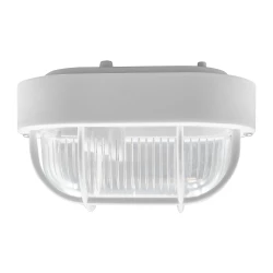 OVAL 7040 STYL, oprawa oświetleniowa, 40W, E27, IP44, IK10, klosz poliwęglan przeźroczysty, podstawa polipropylen, siatka plastikowa, szara