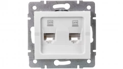 LOGI Gniazdo komputerowe podwójne niezależne (2x RJ45Cat 6 Jack) Biały 021420002 25111