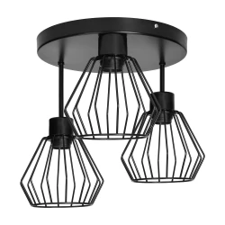 PINO oprawa ścienno-sufitowa, moc max. 3x60W, E27, czarna, podstawa okrągła, wielopoziomowa, stałe głowice lampy