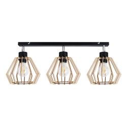 SOLIN oprawa ścienno-sufitowa, moc max. 3x60W, E27, czarna, drewno