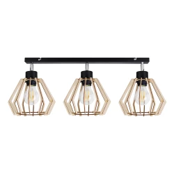 SOLIN oprawa ścienno-sufitowa, moc max. 3x60W, E27, czarna, drewno