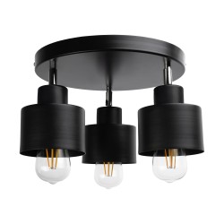 LISA oprawa ścienno-sufitowa, moc max. 3x60W, E27, czarna, podstawa okrągła, jednopoziomowa, ruchome głowice lampy