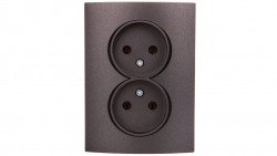 LOGI Gniazdo podwójne bez uziemienia kompletne śrubowy Grafit 16A 250V 021280141 25273