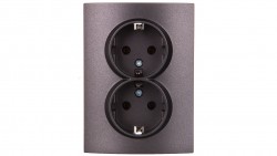 LOGI Gniazdo podwójne Schuko kompletne śrubowy Grafit 16A 250V 021270141 25272