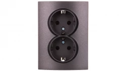 LOGI Gniazdo podwójne Schuko kompletne śrubowy Grafit 16A 250V 021270141 25272