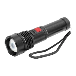 Taktyczna latarka ręczna LED COB 12W z funkcją zoom i akumulatorem 2200 mAh