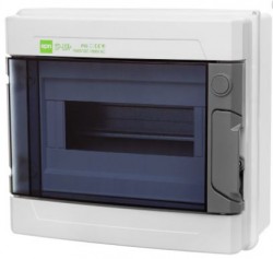 Rozdzielnica modułowa hermetyczna 1x8 EP-LUX PLUS RN 1/8 drzwi transparentne (N+PE) IP65 szara 1961-01