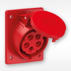 Gniazdo tablicowe skośne 32A 5P 400V /80x97/ czerwone IP67 POWER TWIST 4252-6