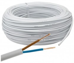 Przewód mieszkaniowy H03VV-F (OMY) 2x1,5 biały 300/300V linka (100m)