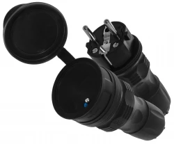 Zestaw EXTREM wtyczka + gniazdo 16A 2P+Z 250V IP54 czarny ZWG-54