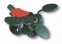 Rozgaleznik jednofazowy potrojny gumowy 2P+Z VDE 10/16A 230V TAURUS 25311-S