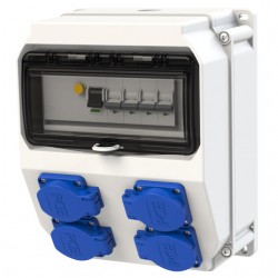 Rozdzielnica stacjonarna LUBLIN 9modułów z zabezpieczeniami 4xGS 16A 250V FI40 IP44 9018012