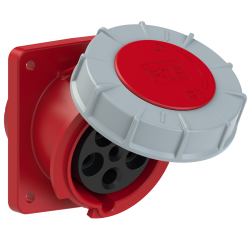 Gniazdo tablicowe skośne 63A 5P 400V /100x112/ czerwone IP67 POWER TWIST 435-6