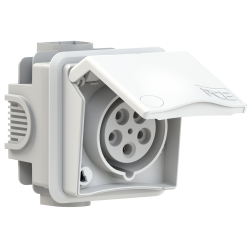 Gniazdo podtynkowe przelotowe 16A 5P 400V białe IP44 DESIGN 885-6v