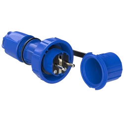 Wtyczka przenośna 16A 2P+Z UNI-SCHUKO 230V IP68 niebieska NAUTILUS 20051-b