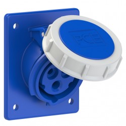 Gniazdo tablicowe skośne 16A 3P 230V /80x97/ niebieskie IP67 4132-6F8