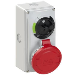 Zestaw instalacyjny z gniazdem 16A 5P+2x2P+Z schuko (0-1) czerwony Combopol 61132-6 96061552W
