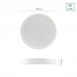 ALGINE NATYNK DOWNLIGHT 24W NW 230V 120st IP20     IK06 288x38mm BIAŁY okrągła
