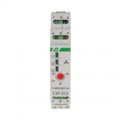 Mikroprocesorowy czujnik zaniku i asymetrii faz monitor t&lt;0,2s montaż na szynie DIN,True RMS CZF-312-TRMS