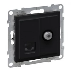 SUNO2 Gniazdo telewizyjne typ F 1,5dB + RJ45 kat 6 UTP czarne 721462