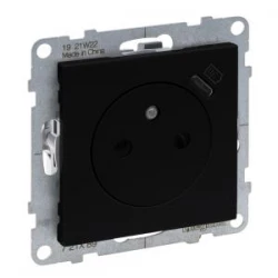 SUNO2 Gniazdo pojedyncze z USB-C 1,5A czarne 16A 250V zaciski automatyczne z przesłoną 721489