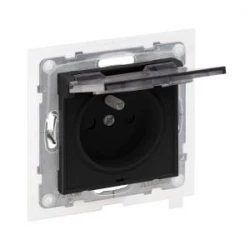 SUNO2 Gniazdo pojedyncze 2P+Z IP44 czarne 16A 250V zaciski automatyczne z przesłoną 721486